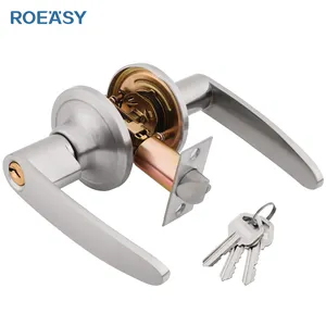 Roeasy Commercial Zinc Alloy Satin Nickel Safe Privacy Tubular Lever Handles Door Hardware Entry Door Lever Lock