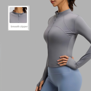 Chaqueta <span class=keywords><strong>de</strong></span> Yoga para Mujer, con Diseño Combinado, Transpirable, <span class=keywords><strong>de</strong></span> Secado Rápido, Ligera, <span class=keywords><strong>de</strong></span> Manga Larga y Cuello Alto, para Entrenamiento Físico - Product Image 2