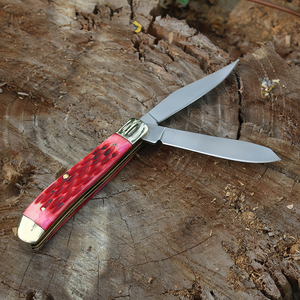 High Quality Red OX <strong>Bone</strong> <strong>Handle</strong> EDC <strong>Knives</strong> Small Folding 420 Double Blade Survival Outdoor Camping Survival Pocket <strong>Knife</strong> - Product Image 3