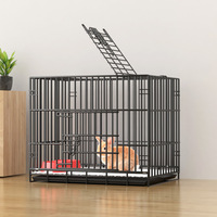 Grande Cage Intérieure pour Cobaye Néerlandais et Lapin Domestique, à Motif Uni, avec Bouton de Nettoyage Automatique des Déjections, Clôture en Métal, pour Usage Domestique