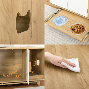 Cross-border concealed cat litter box, cat bed with cat bowl and <b>scratching</b> <b>post</b>, indoor storage for living room, bedroom, and - Product Image 2