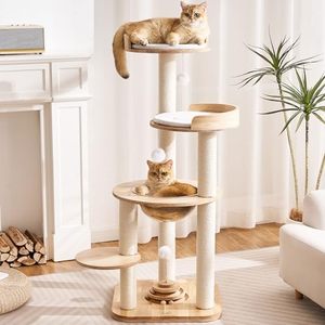 Wholesale 49 Inch Solid Wood Multi Level Tower OEM ODM Custom Logo Sisal <b>Scratching</b> <b>Post</b> Modern Indoor Waterproof Carton - Product Image 3