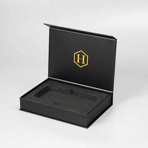 Boîte cadeau en carton rigide magnétique vide noire pour téléphone portable, boîte cadeau personnalisée pour cosmétiques, bijoux, emballage cadeau - Product Image 1