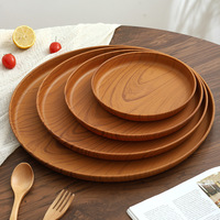 Houtnerf Rond Dienblad, Plastic Serveerschaal, Coffeeshop Dessertdisplay, Ins Stijl Fruitschotel