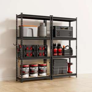 Systèmes d'étagères de rangement en métal à rivets sans boulons à 4 niveaux, étagères de garage empilables, étagères à crochets pour un rangement efficace - Product Image 6