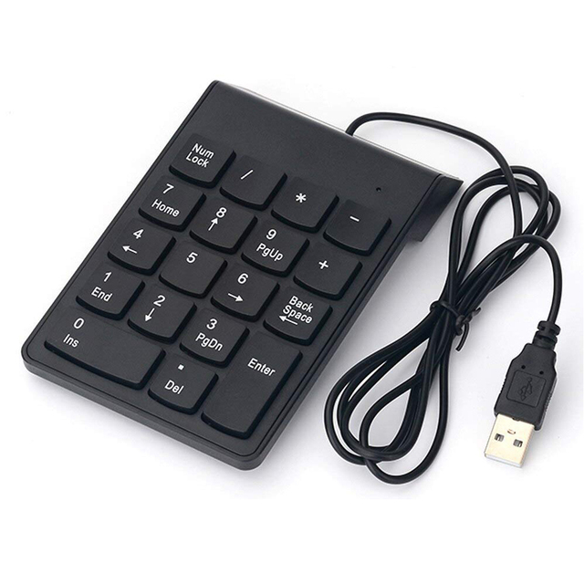 Keywin New Wired 18-Key USB Silent Mini Portable One-hand Ultra Slim Numeric Keypad for Laptop Desktop PC Tablet Phone