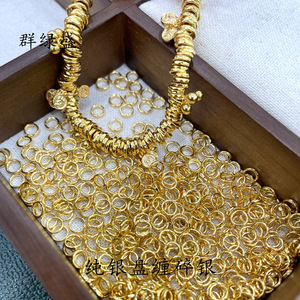 Cuentas redondas martilladas de plata de ley S925 Qunlvsheng para la fabricación de collares, espaciadores sueltos en espiral, accesorios de joyería. - Product Image 1