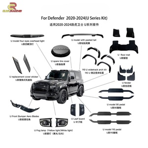 Kit carrosserie en ABS noir brillant effet fibre de carbone pour Land Rover Defender 2020-2024, kits série U, garde-boue, cache-roue, pare-chocs avant, lame aérodynamique - Product Image 1