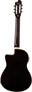 EKO GUITARS - NXT NYLON N100CE SEE THROUGH BLACK, Guitarra Clásica Electroacústica de Cuerpo Delgado con Cutaway, Tapa de Abeto - Product Image 4
