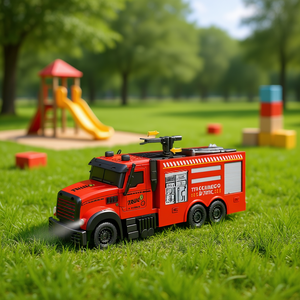 Remote Control Fire Truck 1:30 Scale Electric Water Spraying Rescue Car For Kids Age 5-7 Years Ready To Play With Controller - Product Image 2