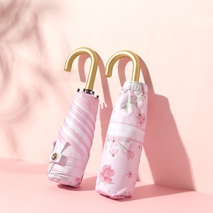 Mini parapluie portable avec un design à cinq plis Style minimaliste Adultes à double usage Jours de pluie ensoleillés - Product Image 1