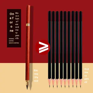 Crayon infini en bois rétro original, kits de luxe en laiton, non toxique, stylo infini en bois pour écrire et dessiner - Product Image 3