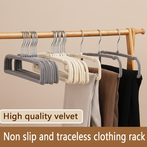 Pink Velvet <b>Plastic</b> Single Tier Pants Hangers Space Saving Slim Trouser <b>Hook</b> Type Modern Multifunction Wardrobe Closet Organizer - Product Image 3