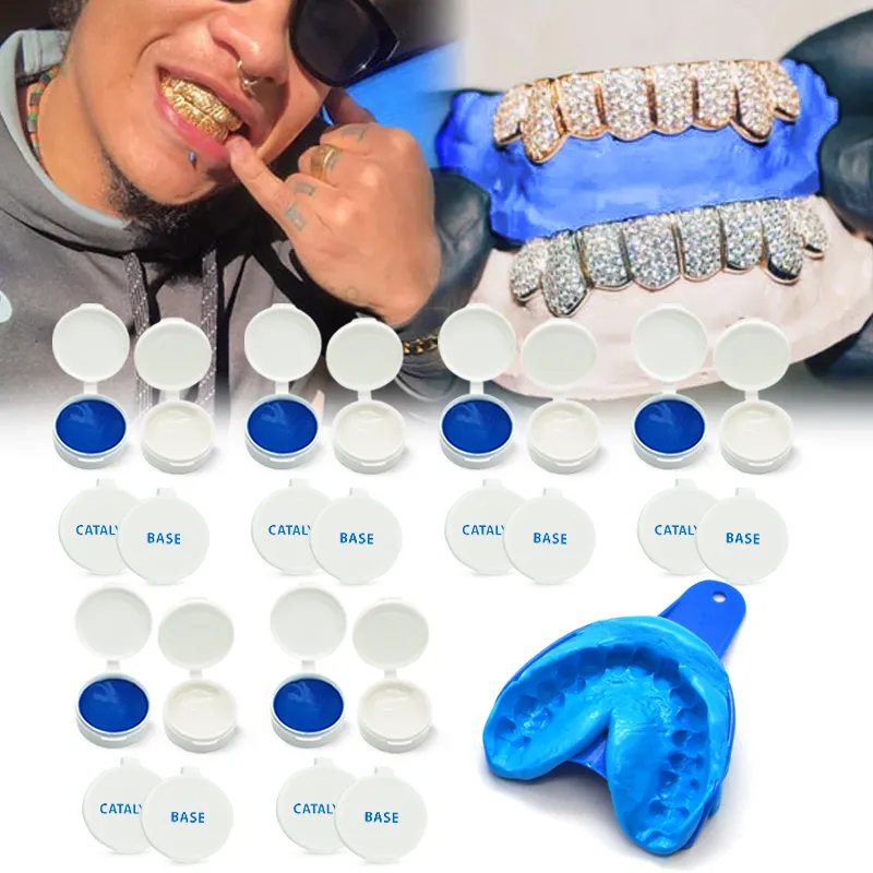 Tandheelkundige Werktuigen Tanden Mal Kit Impressie Stopverf Tandheelkundige Afdruk Materialen Siliconen Gietpakket Molding Kits Grillz