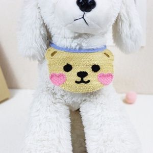 かわいい漫画風ペット用ビブバンダナ、柔らかいニット製犬用ビブ、調節可能なストラップ付き、小型犬用アクセサリー、ペット服 - Product Image 4