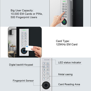 Secukey SF12, Control de Acceso a Puertas con Teclado de Huellas Dactilares y RFID, Independiente para Exteriores, Gran Capacidad de Usuarios, Lector de Tarjetas EM Integrado de 125KHz - Product Image 2