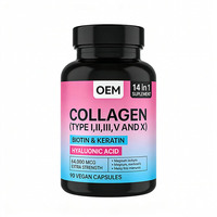 Collagène végétalien de marque privée type 14, vitamines pour adultes, capsules antioxydantes, soutien beauté cheveux, peau, ongles, articulations, 60 capsules