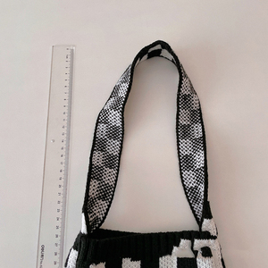 Bolso de punto geométrico de moda para mujer, bolso de compras tejido hecho a mano para mujer, bolso de mano con diseño de cadena, bandolera de hombro - Product Image 6