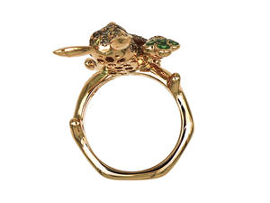 แหวนรูปกระต่ายประดับเพชรคิวบิกเซอร์โคเนียหลากสีรุ้ง ชุบทอง 18k สำหรับสุภาพสตรี - Product Image 3