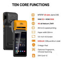 Systèmes de point de vente mobiles Terminal de balayage de carte de crédit NFC Scanner de QRcode Android PDA 58mm Imprimante de reçu thermique POS mobile