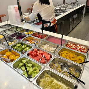 Bàn đá inox nhiệt độ kép thương mại cho salad thực phẩm ăn nhẹ cho siêu thị thiết bị làm lạnh hải sản - Product Image 5