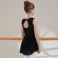 Nouveaux arrivages Vente à chaud Populaire en gros Burn Out Motifs floraux Blanc Spandex Nylon Danse Ballet Robe pour les filles