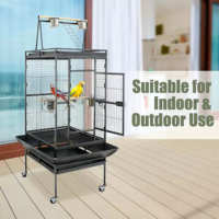 Accessoires pour oiseaux : Cage d'élevage rectangulaire en fil de fer de grande taille avec plateau en plastique, fermeture à poussoir et roulettes amovibles pour perroquet