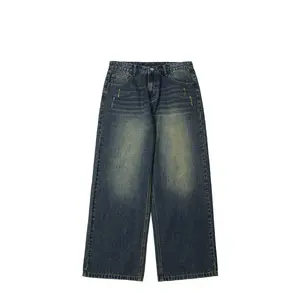Pantaloni Jeans da uomo taglie forti in Denim blu dritti di nuova moda