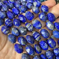 Perles Cyan Lapis Lazuli Pierre Naturelle 10x14mm Facettées Irrégulières en Forme de Riz pour la Fabrication de Bijoux et Vêtements de Mode Environ : 21-24 pièces/brin