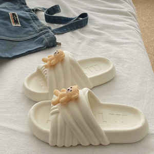 Sandales pour femmes en cuir véritable, style plage américain, motif géométrique intemporel, semelle épaisse et amortissante - Product Image 5