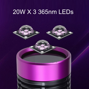 Lampe UV LED 60W 365nm USB rechargeable Lampe de poche à lumière noire pour la détection d'urine d'animaux de compagnie Résine durcissant la <span class=keywords><strong>chasse</strong></span> aux roches - Product Image 2
