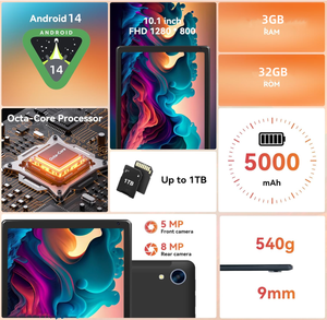 <span class=keywords><strong>Tablet</strong></span> Android 14 da <span class=keywords><strong>10</strong></span> <span class=keywords><strong>Pollici</strong></span> Super Economico 3GB+32GB Octa-Core con Accessori Completi Supporto WIFI Marchio Cinese per Commercio e Business - Product Image 6