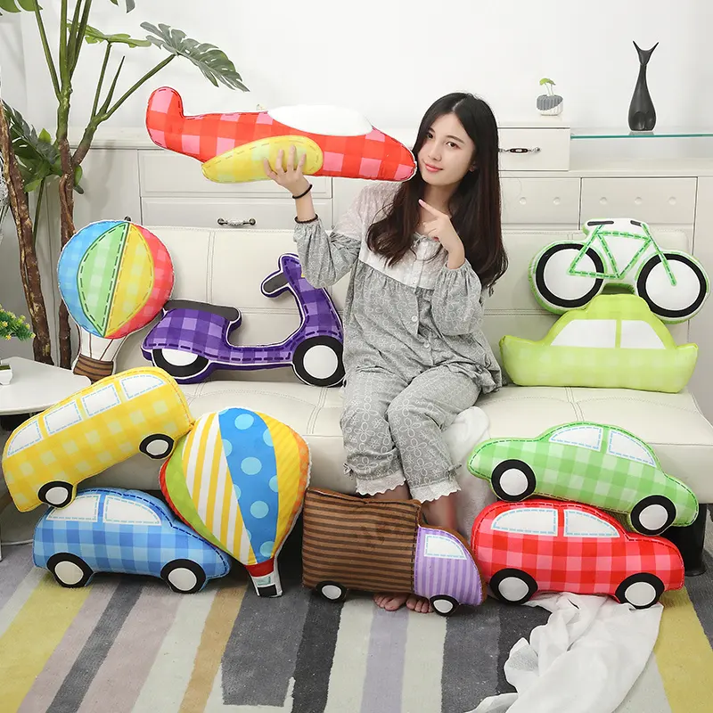 UTOYS Plush Stuffed toy cute car truck bike plane kawaii plushies kids gifts printed pillow