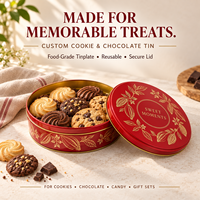 Grande boîte à biscuits ronde avec couvercle, conteneur métallique personnalisé imprimé pour emballage cadeau de chocolats et bonbons, vente en gros, usine OEM