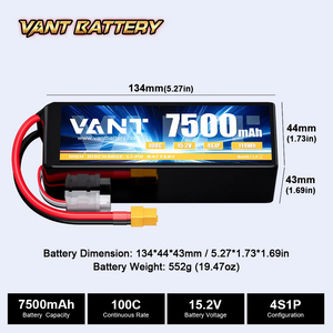 Vant 4S Drohnen batterie 7500mah 15,2 V 100C 6S <span class=keywords><strong>Llipo</strong></span> Drohnen batterie für FPV Frame 7/8/10inch Fpv Batterie - Product Image 4