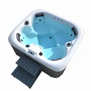 Bañera de hidromasaje de acrílico para exteriores, bañera de hidromasaje con panel de control de ordenador estándar para 4 personas, en stock