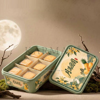 Conteneur d'emballage rectangulaire pour gâteaux de lune en plastique imprimé IML personnalisé, qualité alimentaire PP, avec couvercle sécurisé, 1500 ml (50 oz)