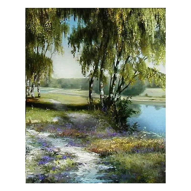 Factory Price Customize Canvas Paintings Wall Art Handmade Oil Painting Canvas Trees And River Artworks On Canvas Wholesale
