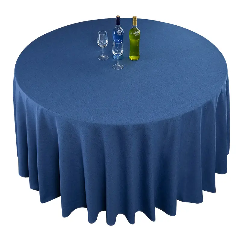 غطاء طاولة من الكتان مستدير بلون سادة غطاء طاولة للخدمة الشاقة مقاوم للماء غطاء طاولة لغسيل المنزل والحفلات المناسبة