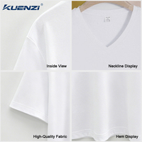 T-shirt pour femme à manches courtes et col en V, 100% coton mercerisé à l'azote liquide, personnalisé avec logo, 180 GSM, Kuenzi