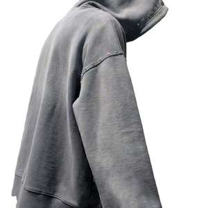 Sudaderas con capucha personalizadas bordadas Premium hombres sudadera con diamantes de imitación doble cremallera con capucha de peso pesado de alta calidad Sun Faded Wash sudadera - Product Image 6