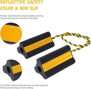 <b>Rubber</b> Wheel Chock with Rope Heavy Duty Anti-Slip Wheel Stopper with High-Intensity Prismatic Visibility for Truck Trailer - Product Image 3