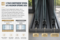 Ventanas Corredizas Modernas de Aluminio AOSTTER con Doble Acristalamiento, con Pantalla Antirrobo y Ventilación para Uso Doméstico