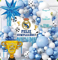 1 Tema Sepak Bola Feliz Cumpleanos Latar Belakang Kain Poster Jersey Sepak Bola Balon Garland Arch Kit untuk Dekorasi Pesta