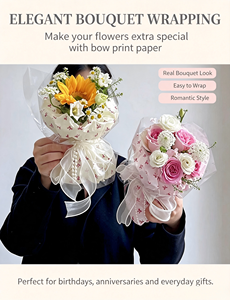 Papier d'emballage en tissu épais imperméable à l'eau avec motif de nœuds mignons, froissé et doux, <span class=keywords><strong>pour</strong></span> bouquets de fleuristes, cadeaux de la Saint-Valentin - Product Image 4