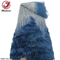 Romantique mariée 3D Applique lourde perlée broderie Sequin français Net dentelle tissu pour mariage