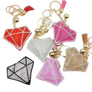 Kun He Innovative Rhinestone Personalized Tassel Crystal Diamond Shape 5cm Keychain Bag Accessories