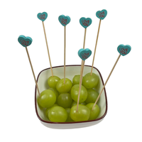 100pcs Brochettes de bambou en forme de coeur vert 12cm Buffet Fourchettes à fruits Desserts Bâtonnets de salade Fête d'affaires