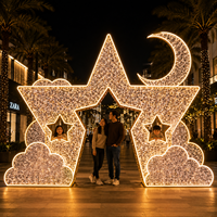 Décoration de Noël géante 3D LED en forme de flocon de neige, lune, nuage et étoile, avec cadre photo et motif lumineux
