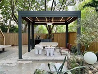 Gazebo moderne à persiennes, mobilier d'extérieur, imperméable, résistant au soleil, au vent et au feu, auvent motorisé intelligent en alliage d'aluminium